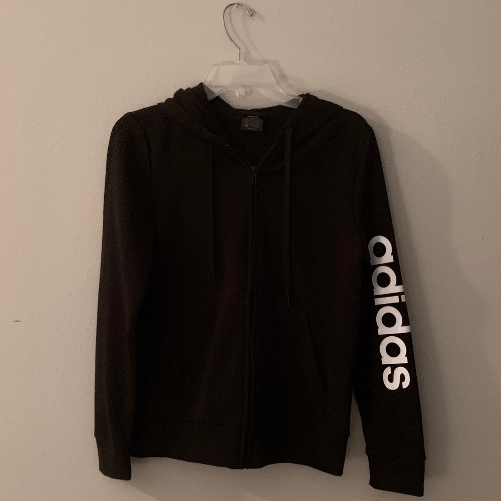 Adidas zip up black easy sweater hoodie